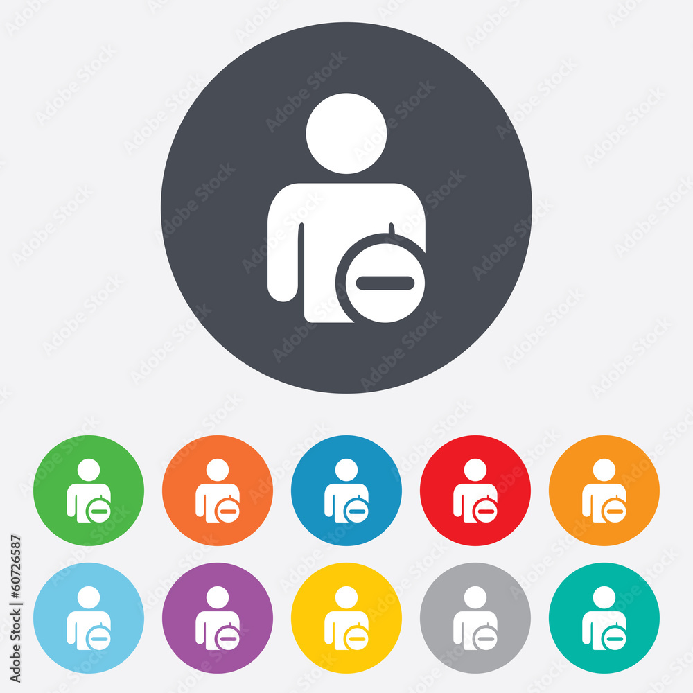 Obraz premium Delete user sign icon. Remove friend symbol.