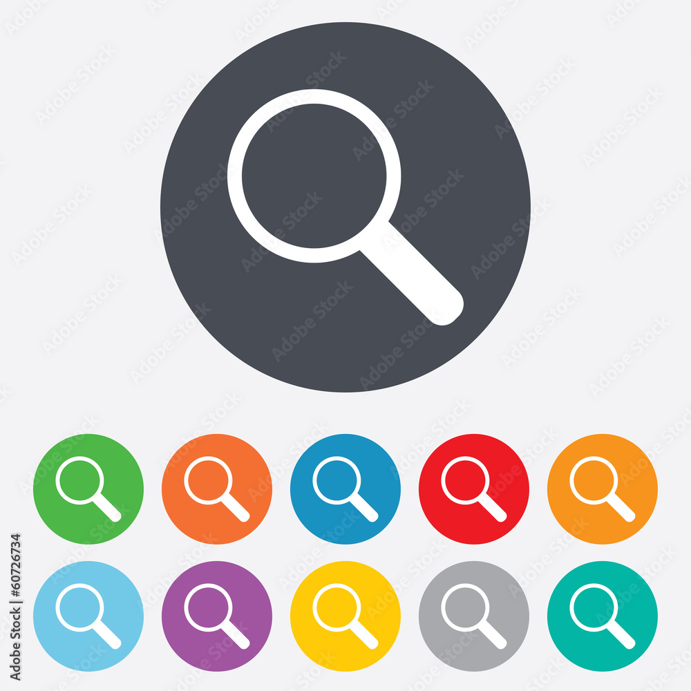 Magnifier glass sign icon. Zoom tool. Navigation Magnifier glass sign icon. Zoom tool. Navigation