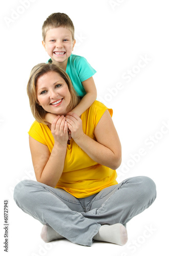 Beautiful mom with little d...