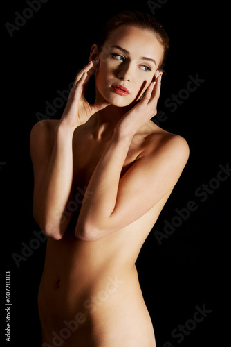 Fototapeta Topless zmysłowy kaukaski kobieta.