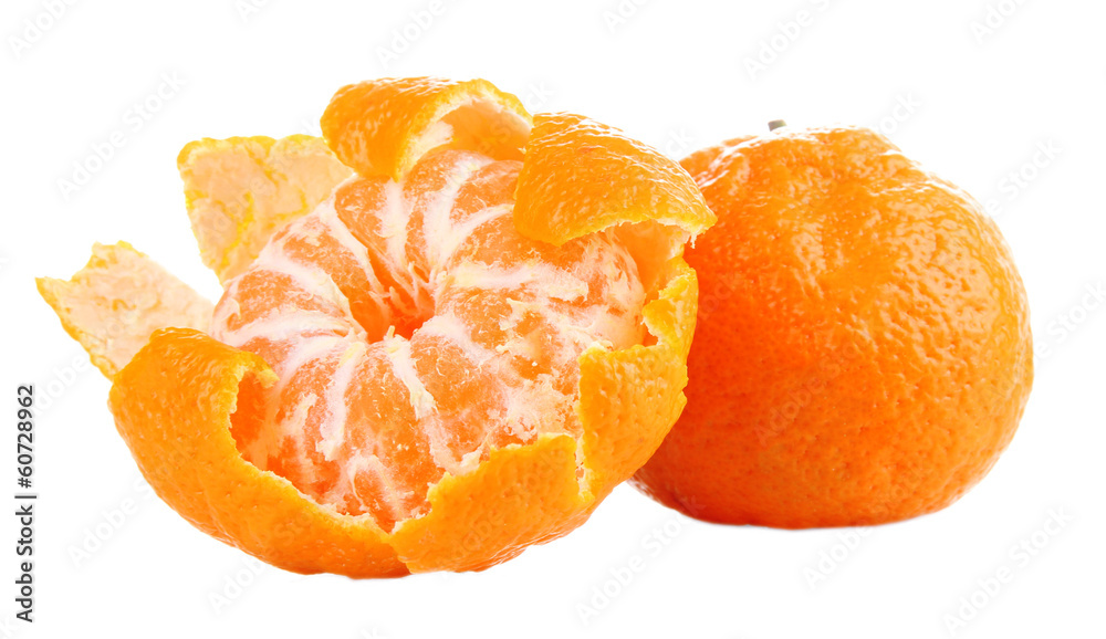 Ripe sweet tangerines, isolated on white Ripe sweet tangerines, isolated on white