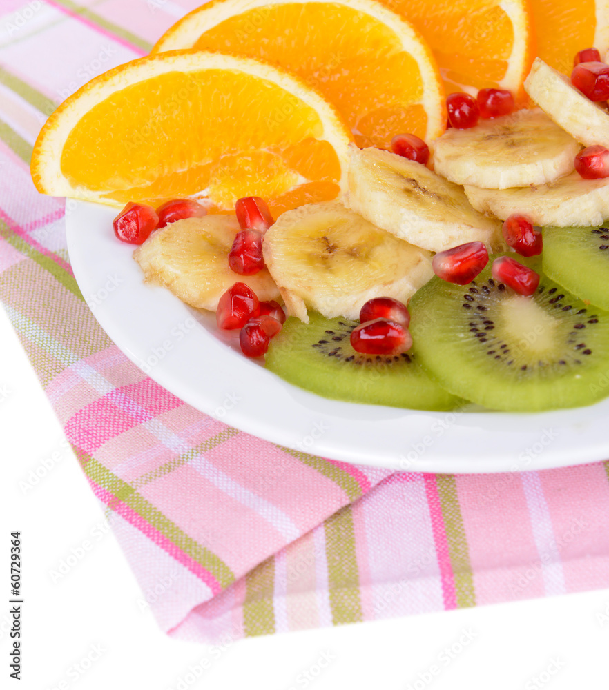 Sweet fresh fruits on plate on table close-up Sweet fresh fruits on plate on table close-up