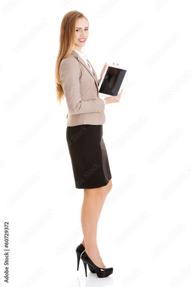 Beautiful caucasian business woman with tablet. Beautiful caucasian business woman with tablet.
