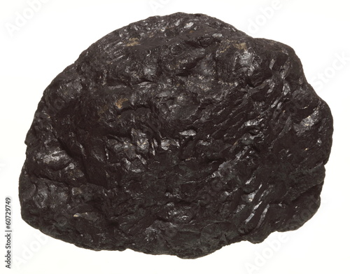 Coal lump carbon nugget isolated on white