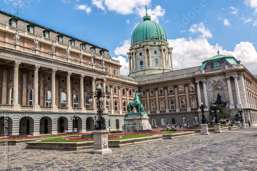 Budapest, Buda Castle or Royal Palace with horse statue, Hungary