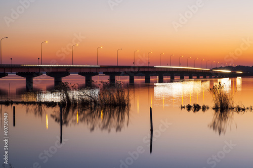 Kasumigaura Bridge at sunset, Ibaraki, Japan © norikazu