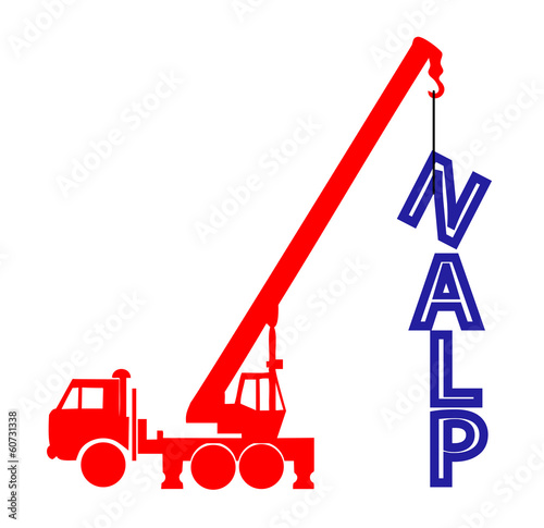 Crane builds a word from letters plan photo