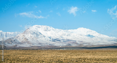 Snow covered mountains in central Iran, near Yazd  photo
