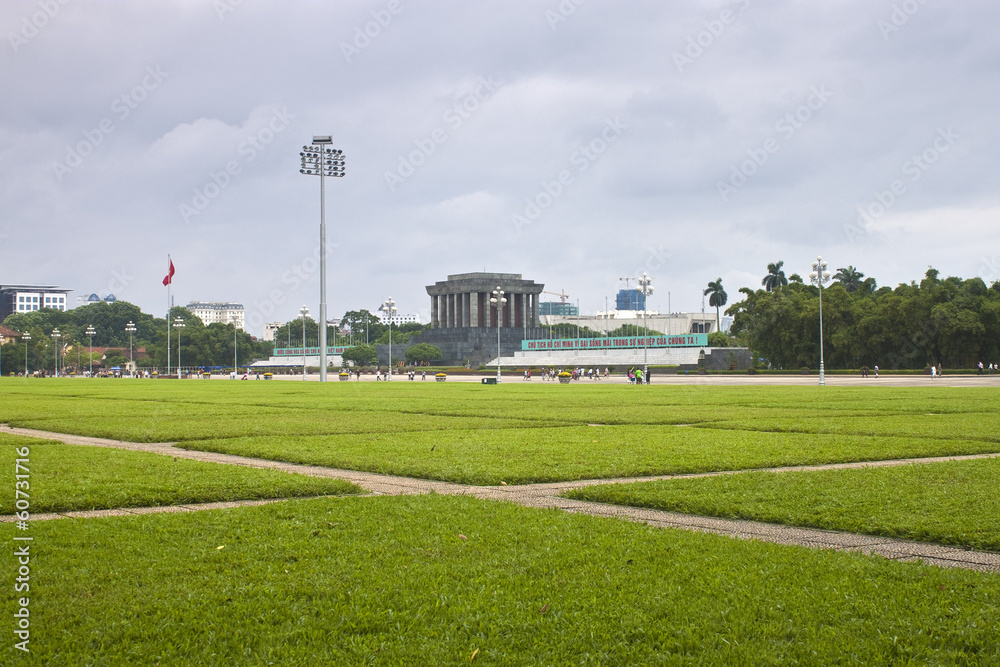Park in front of Ho Chi Minh mausoleum in Hanoi, Vietnam.