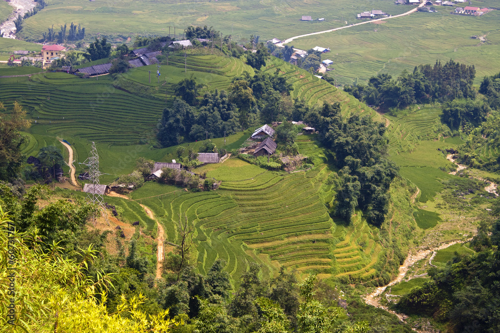 Villages and paddy fields near Sapa, Vietnam