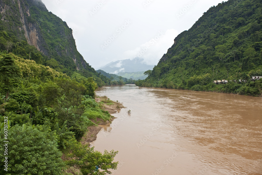 Nam Ou river in Nong Khiaw village, northern Laos