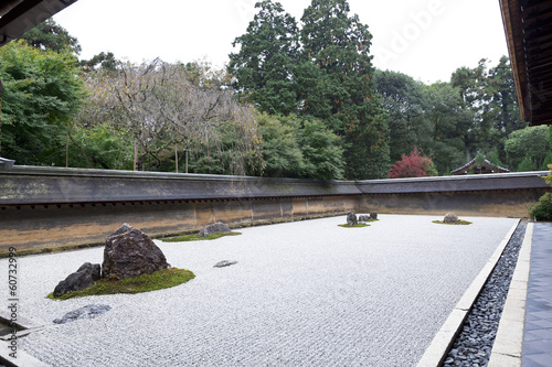 A Zen Rock Garden in Ryoanji Temple. Kyoto.Japan. photo