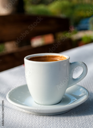 Aroma coffee on white dish background