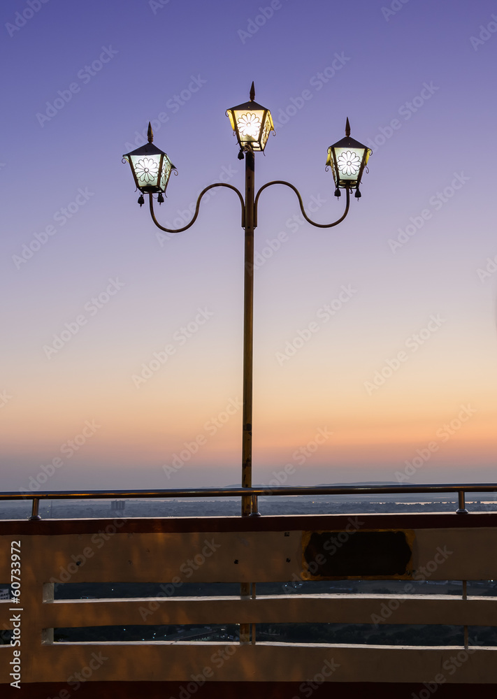 Lighting pole at sunset