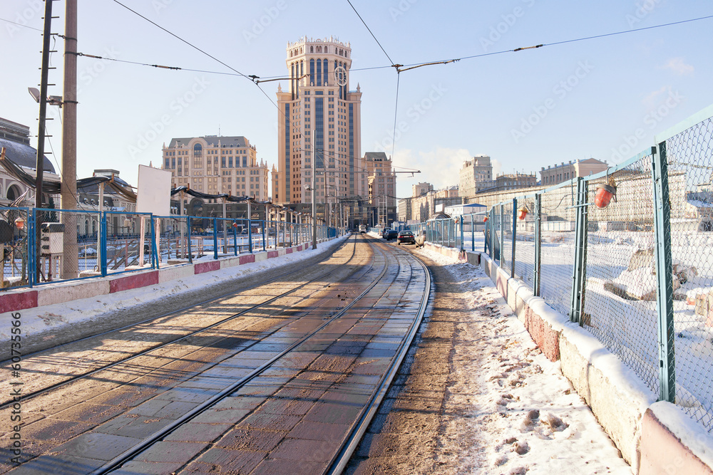 Tramways. Moscow, municipal landscape Tramways. Moscow, municipal landscape