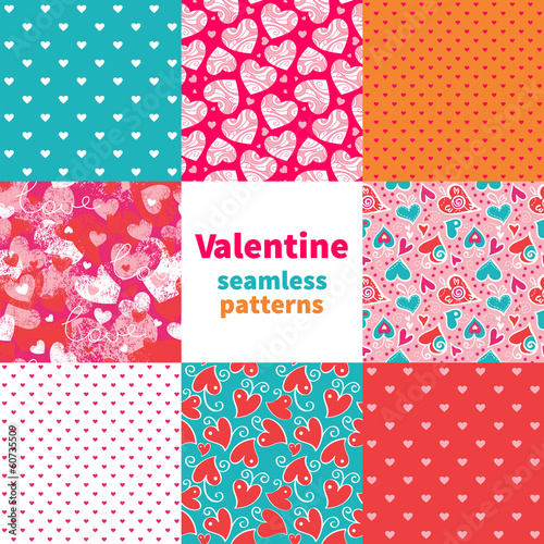 Valentine seamless pattern set