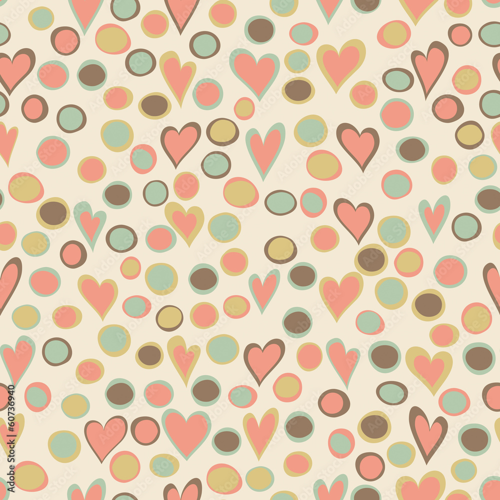 Cartoon hearts and circles seamless pattern Cartoon hearts and circles seamless pattern