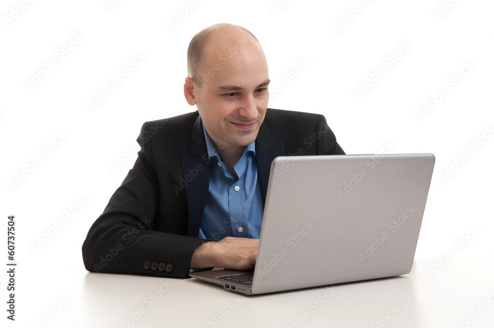 Businessman with laptop computer Businessman with laptop computer