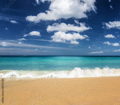 Beautiful tropical beach and blue sky