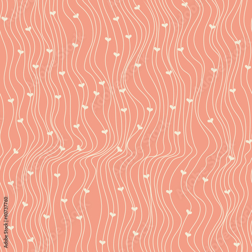 Hearts and stripes seamless pattern. Valentines day card design.