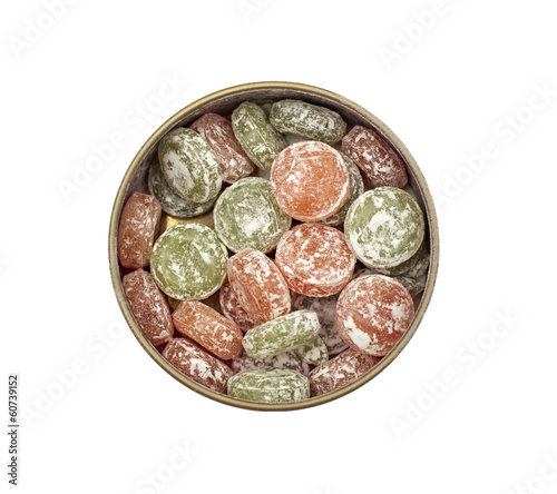 candy lollipops in a tin box
