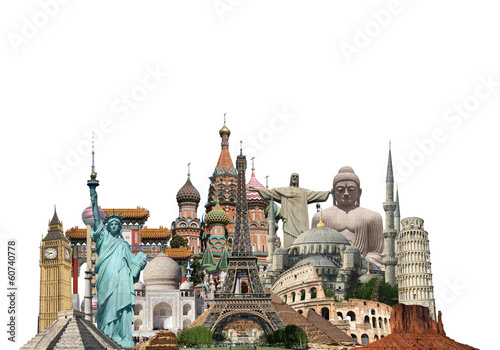 Travel the world monuments concept