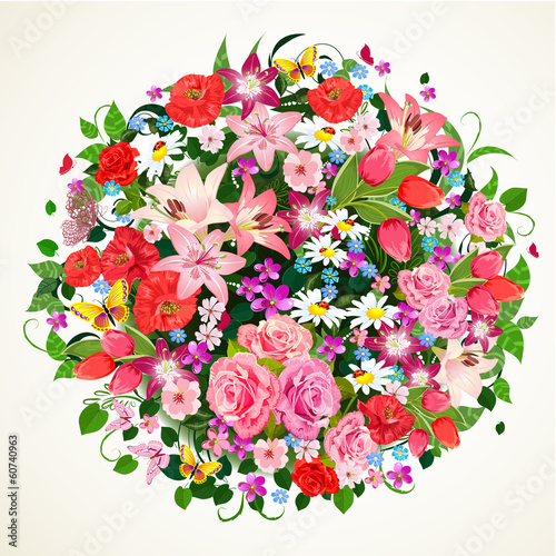Round floral ornament for your design