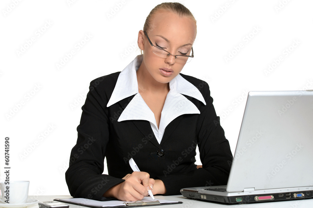 Beautiful secretary at table