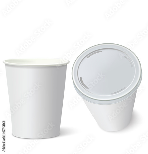 White Paper Cups isolated on white. Vector illustration