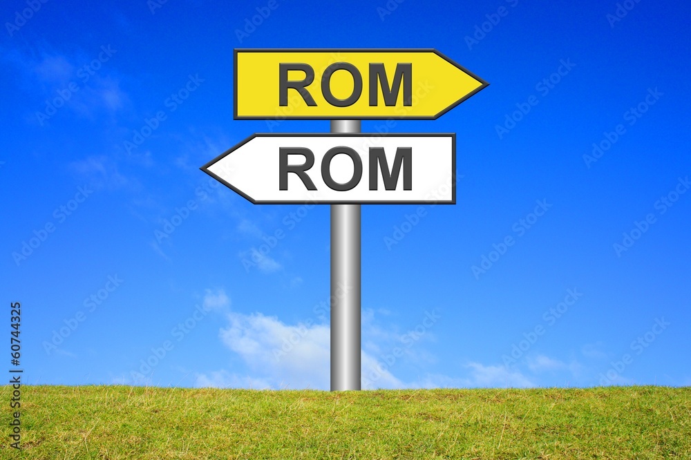 Schild Wegweiser: Viele Wege nach Rom