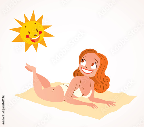 pretty girl sunbathing