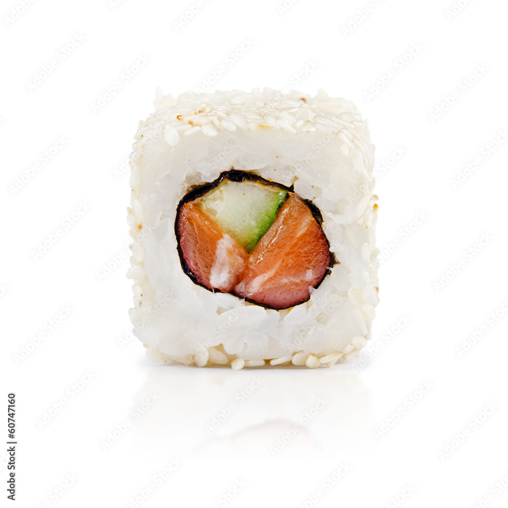 traditional fresh japanese sushi rolls on a white background traditional fresh japanese sushi rolls on a white background