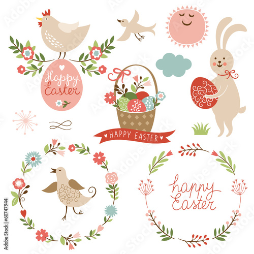 Happy easter graphic elements