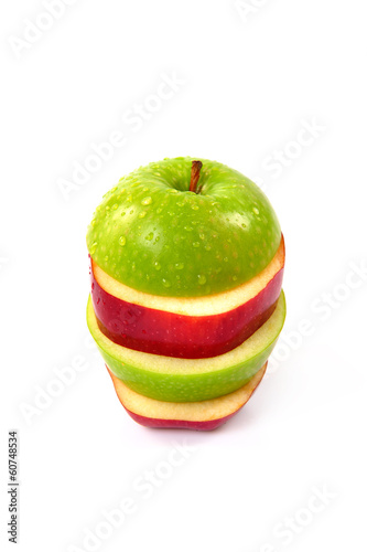 Red and green sliced apple