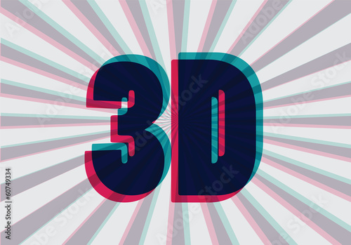 3D symbol with chromatic aberration, vector