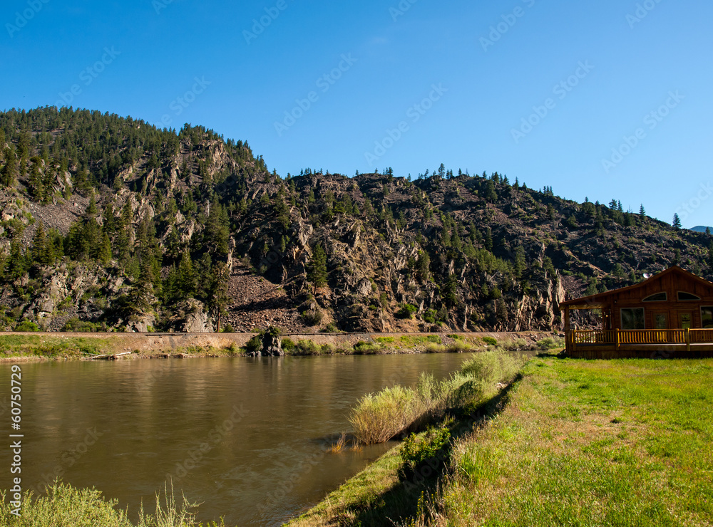 Wide Mountain River Cuts a Valley - Clark Fork River MT USA