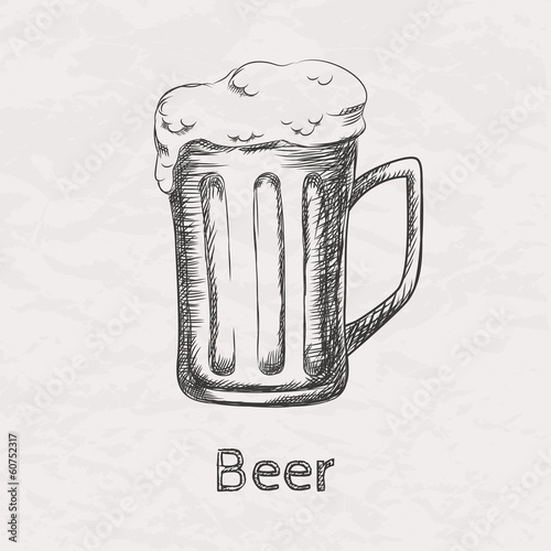 Vector illustration of hand drawn sketch of beer mug