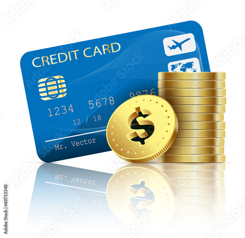 Credit card and coins