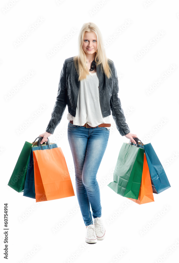 Blondes Mädchen auf Shoppingtour Blondes Mädchen auf Shoppingtour