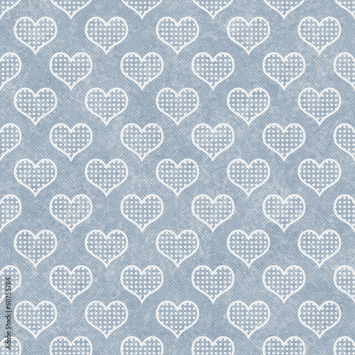 Fototapeta Naklejka Na Ścianę i Meble -  Blue and White Polka Dot Hearts Pattern Repeat Background