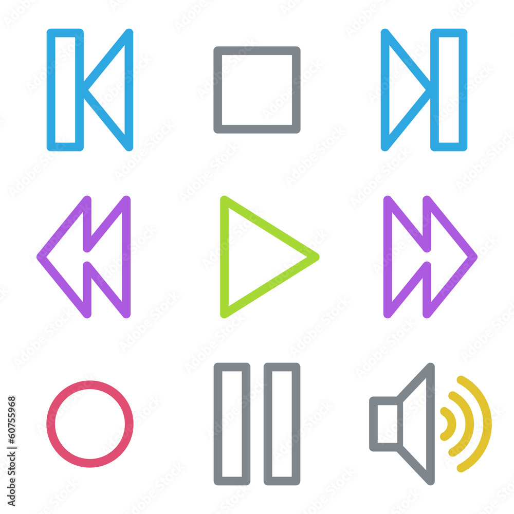 Player web icons, color line contour series