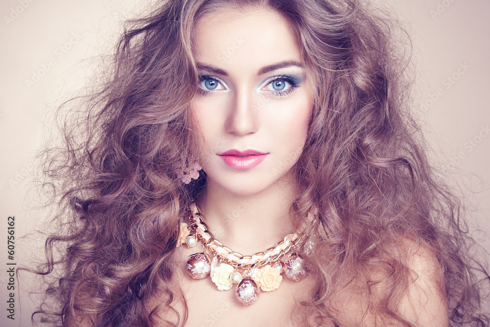 Portrait of young beautiful woman with jewelry Portrait of young beautiful woman with jewelry