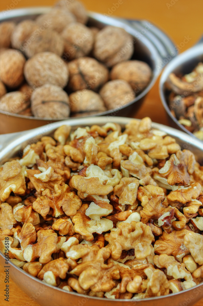 Bowls with walnuts Bowls with walnuts