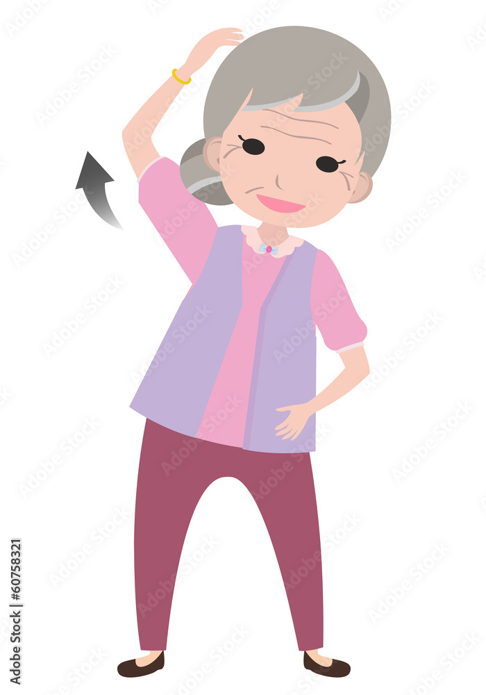 A women exercises by raising arm over the head A women exercises by raising arm over the head