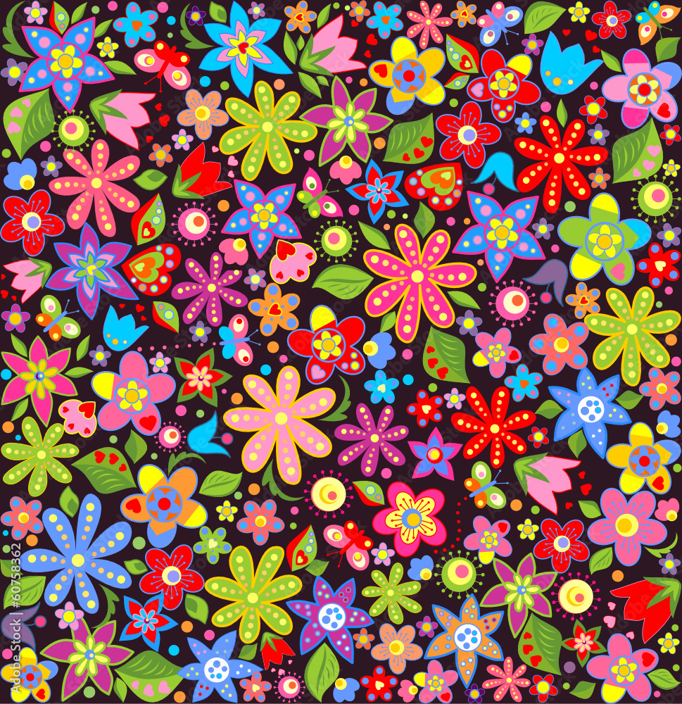 Bright wallpaper with summer flowers