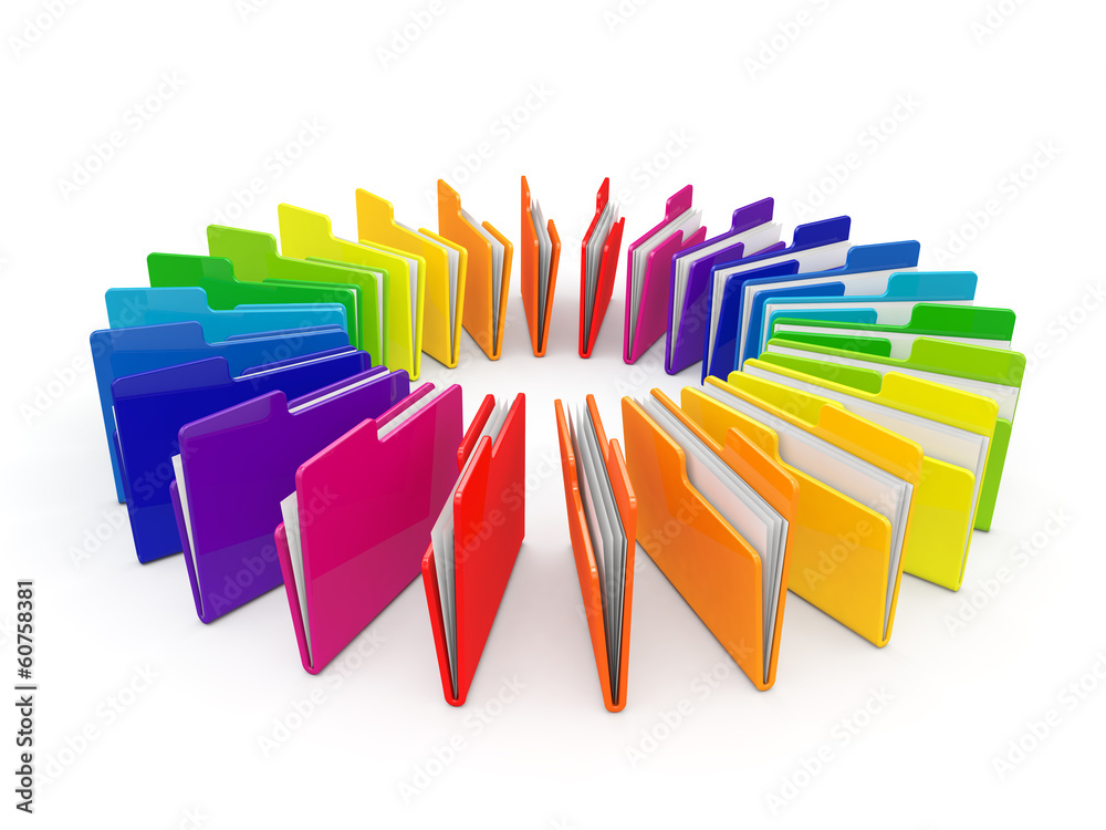 Obraz premium 3d colorful folders on white background