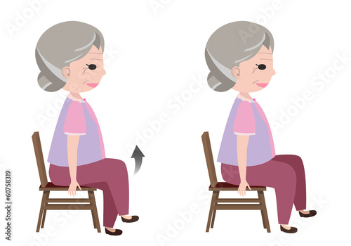 Woman with Seated March posture exercise, vector