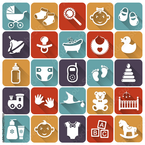 Baby flat icons. Vector illustration.