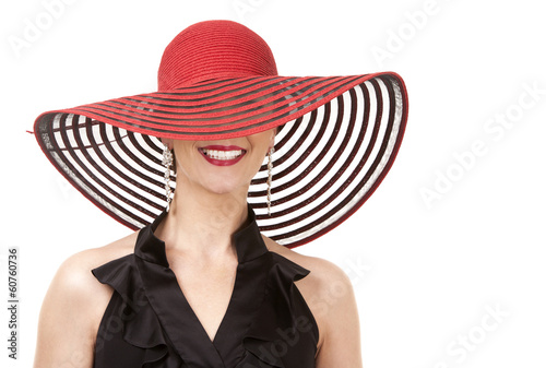 woman in red hat
