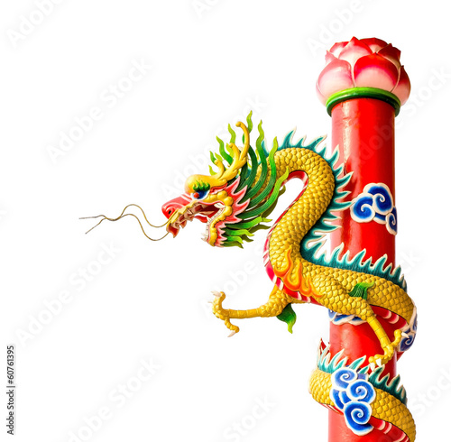 Isolated Chinese dragon sculpture